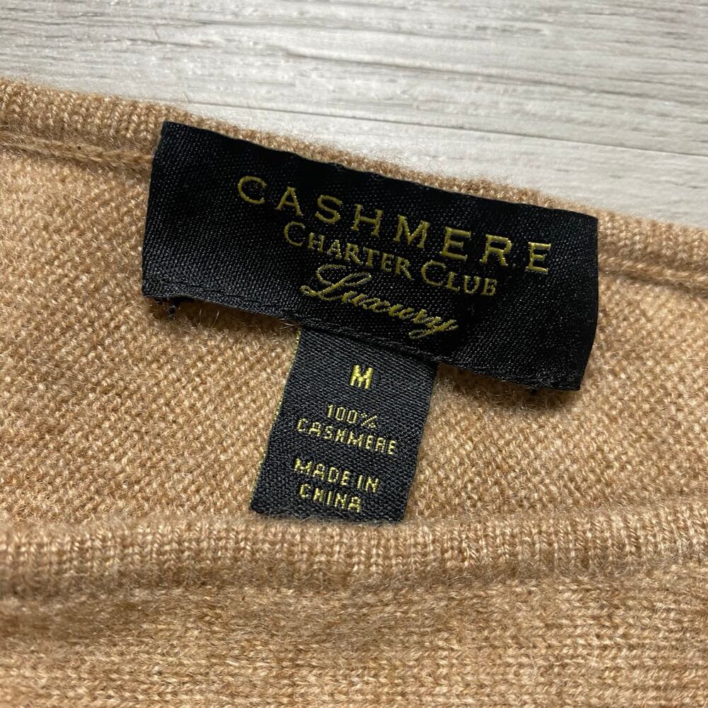 Charter Club Cashmere Sweater Set Pants Medium Light Brown Oatmealish - Picture 3 of 11